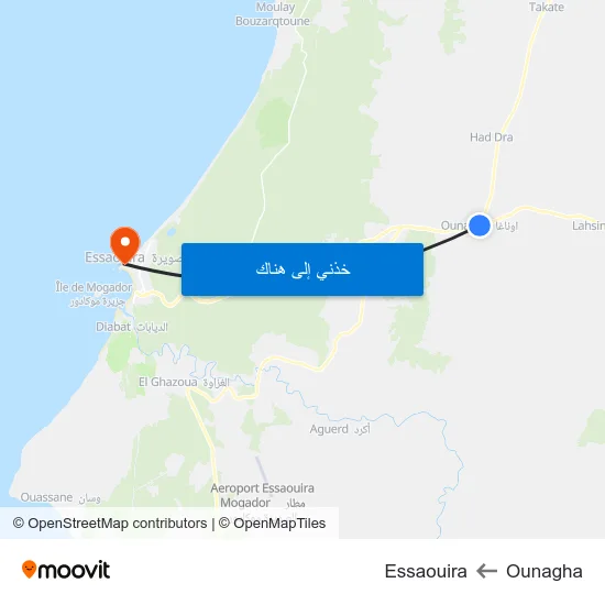 Ounagha to Essaouira map