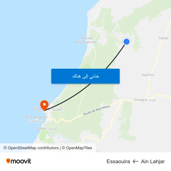 Ain Lahjar to Essaouira map