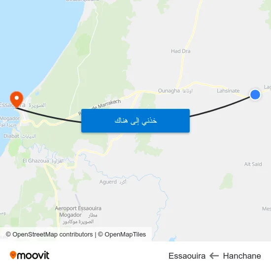 Hanchane to Essaouira map