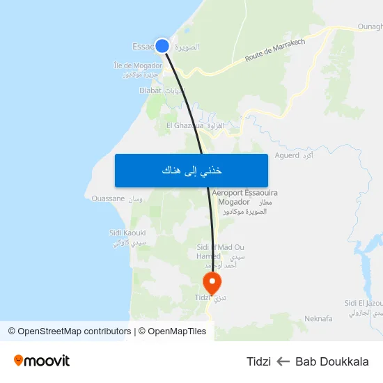 Bab Doukkala to Tidzi map