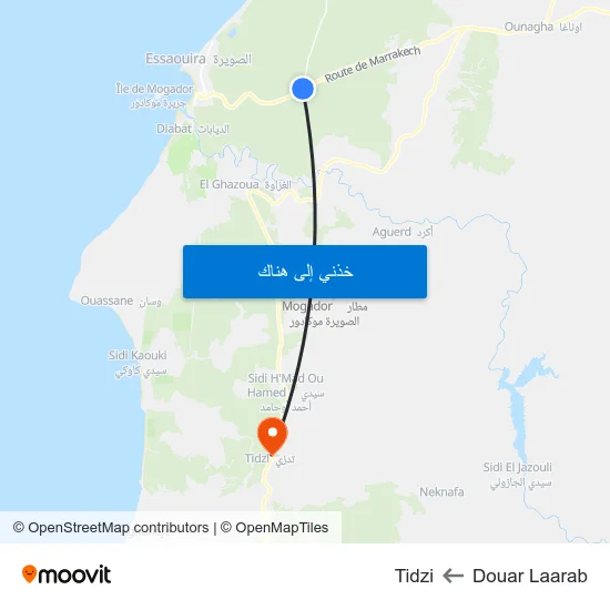 Douar Laarab to Tidzi map