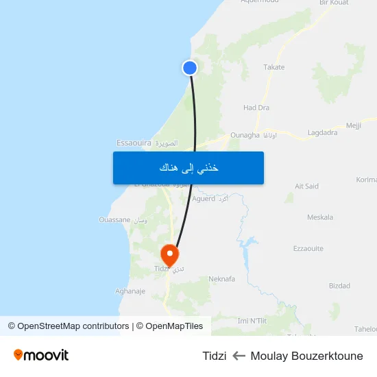 Moulay Bouzerktoune to Tidzi map