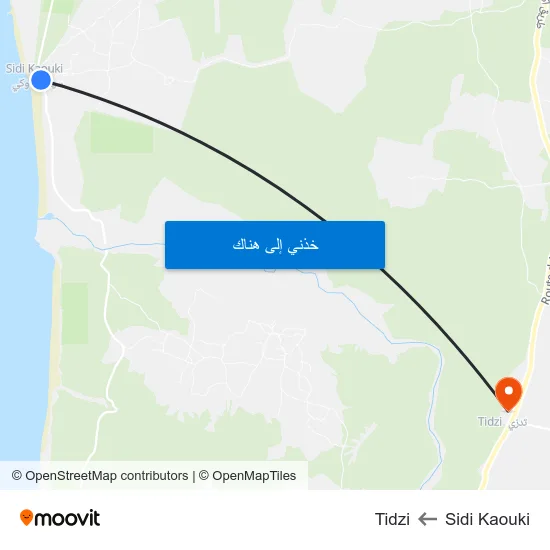Sidi Kaouki to Tidzi map