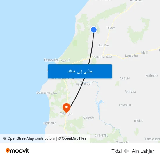 Ain Lahjar to Tidzi map