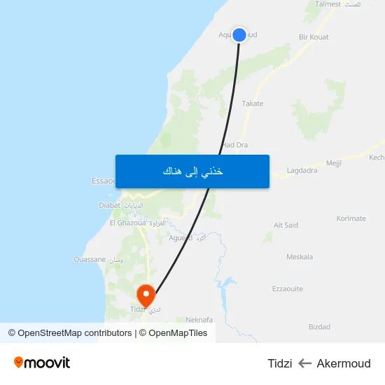 Akermoud to Tidzi map
