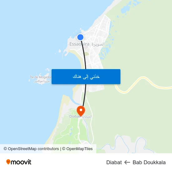 Bab Doukkala to Diabat map