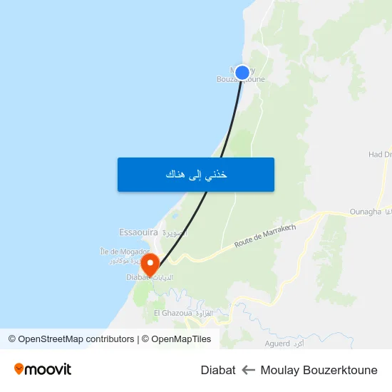 Moulay Bouzerktoune to Diabat map