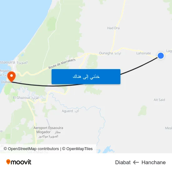 Hanchane to Diabat map