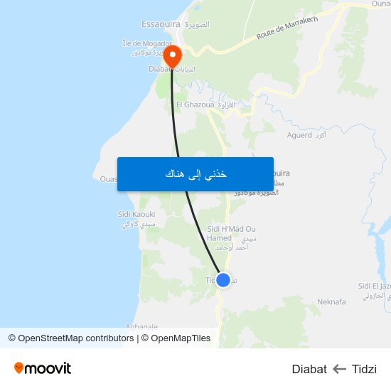Tidzi to Diabat map