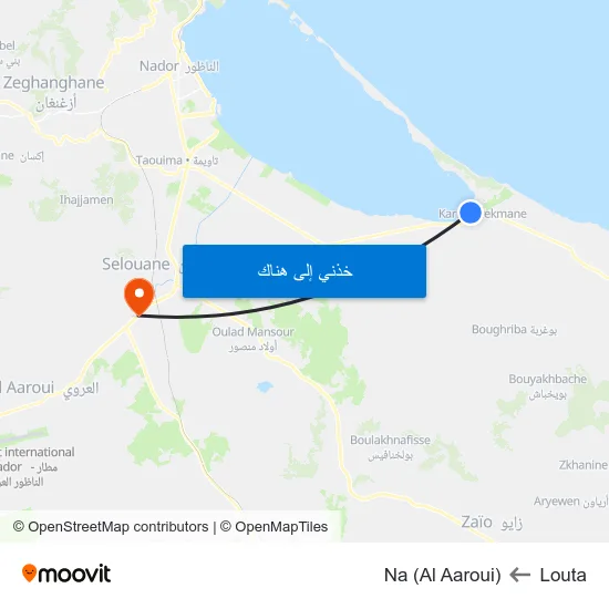 Louta to Na (Al Aaroui) map