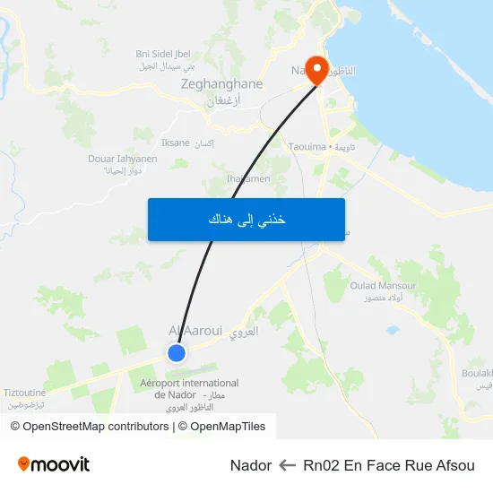 Rn02 En Face Rue Afsou to Nador map