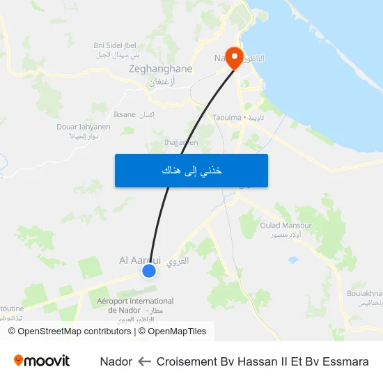 Croisement Bv Hassan II Et Bv Essmara to Nador map