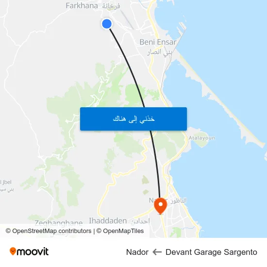 Devant Garage Sargento to Nador map