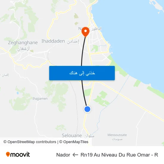 Rn19  Au Niveau Du Rue Omar - R to Nador map