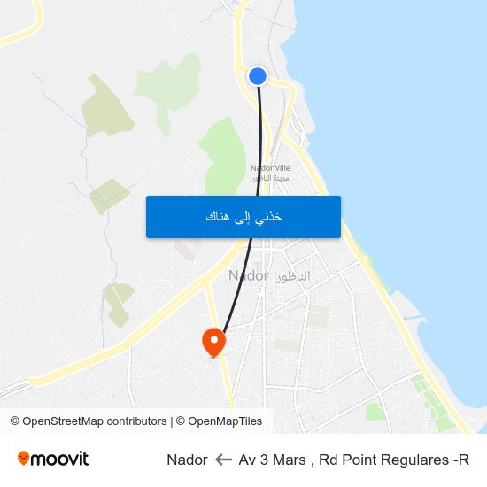 Av 3 Mars , Rd Point Regulares -R to Nador map