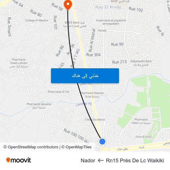 Rn15 Prés De Lc Waikiki to Nador map