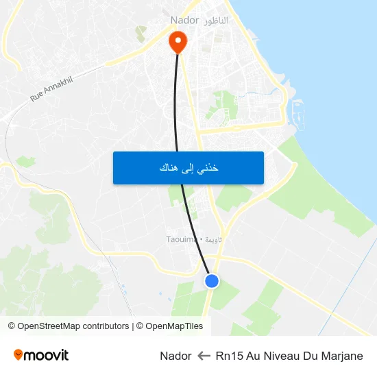 Rn15 Au Niveau Du Marjane to Nador map