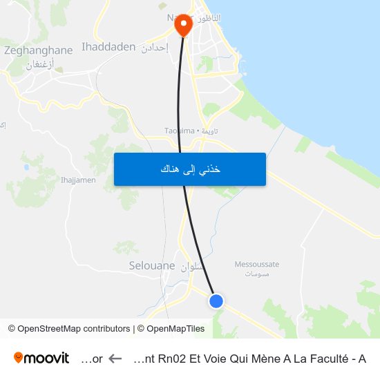 Croisement Rn02 Et  Voie Qui Mène A La Faculté - A to Nador map