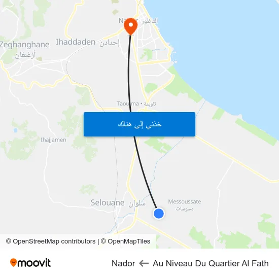 Au Niveau Du Quartier Al Fath to Nador map