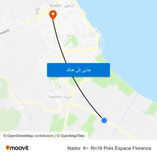 Rn16 Prés Espace Florence to Nador map