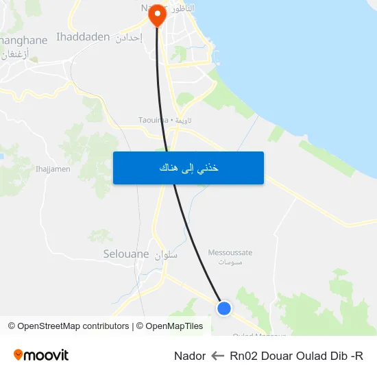 Rn02 Douar Oulad Dib -R to Nador map