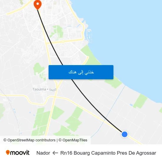 Rn16 Bouarg Capaminto Pres De Agrossar to Nador map