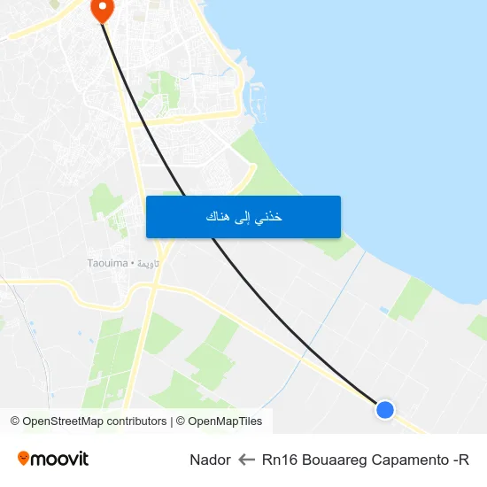 Rn16 Bouaareg Capamento -R to Nador map