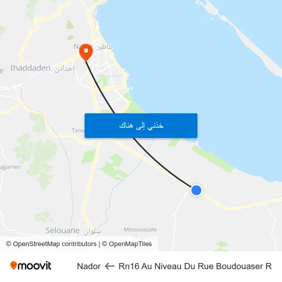 Rn16 Au Niveau Du Rue Boudouaser R to Nador map