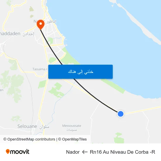 Rn16 Au Niveau De Corba -R to Nador map