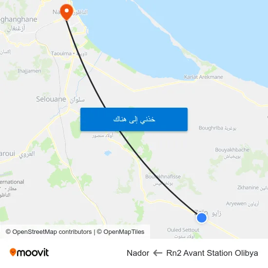 Rn2 Avant Station Olibya to Nador map