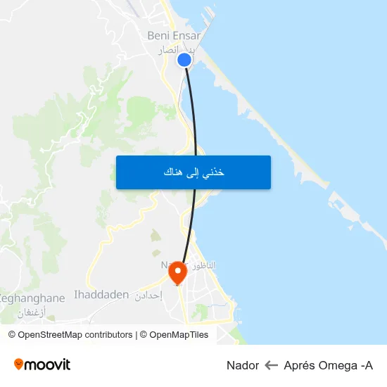 Aprés Omega -A to Nador map