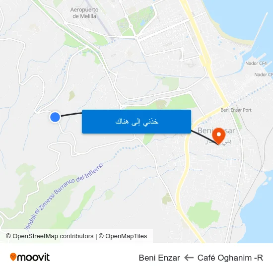 Café Oghanim -R to Beni Enzar map