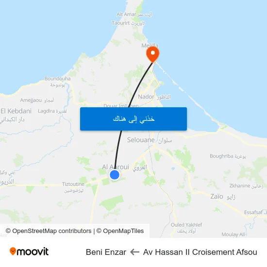 Av Hassan II Croisement Afsou to Beni Enzar map