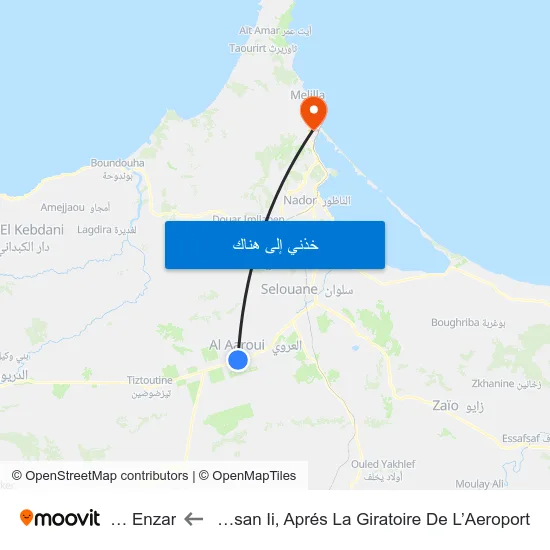 Avenue Hassan Ii, Aprés La Giratoire De L’Aeroport to Beni Enzar map