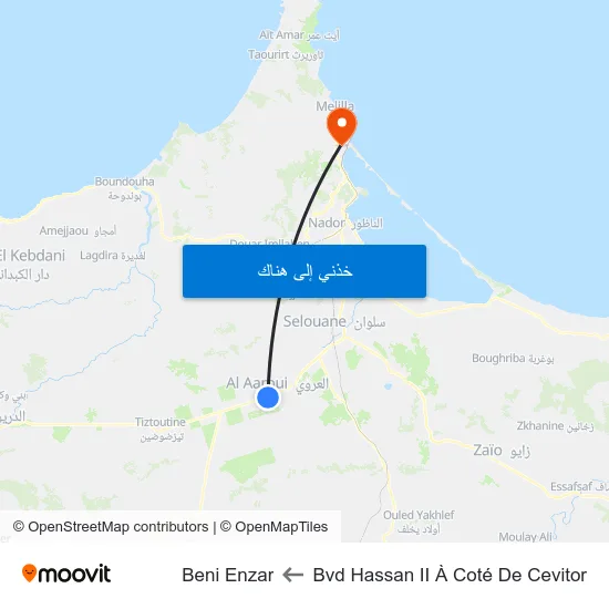 Bvd Hassan II À Coté De Cevitor to Beni Enzar map