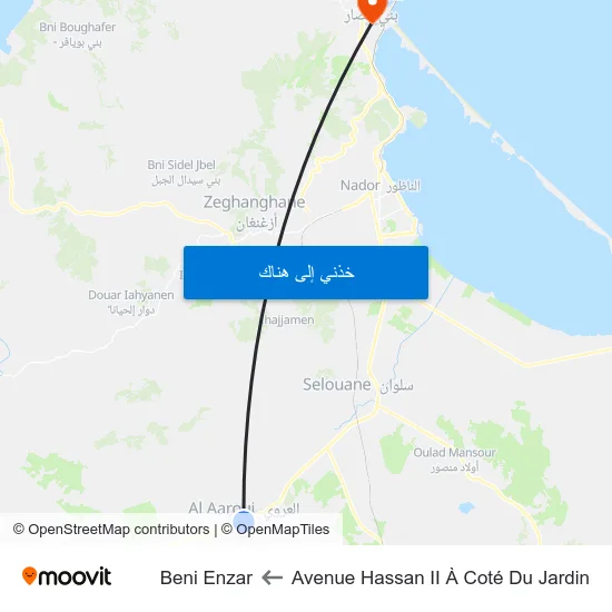 Avenue Hassan II À Coté Du Jardin to Beni Enzar map