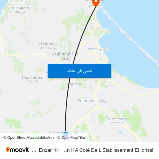 Av Hassan II A Coté De L'Établissement El Idrissi to Beni Enzar map