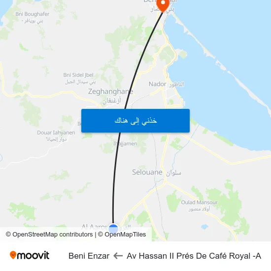 Av Hassan II Prés De Café Royal -A to Beni Enzar map