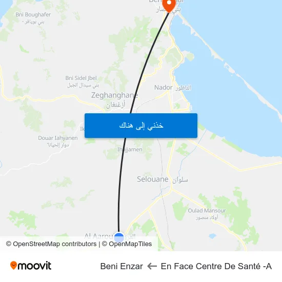 En Face Centre De Santé -A to Beni Enzar map