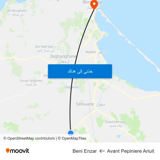 Avant Pepiniere Ariuit to Beni Enzar map