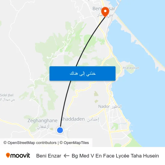 Bg Med V En Face Lycée Taha Husein to Beni Enzar map