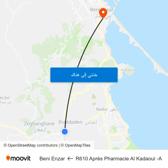 R610 Après Pharmacie Al Kadaoui -A to Beni Enzar map