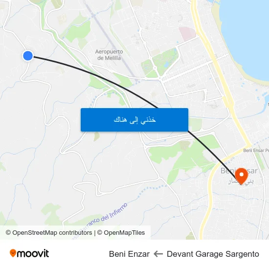 Devant Garage Sargento to Beni Enzar map