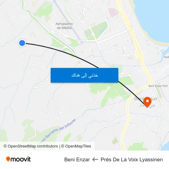 Prés De La Voix Lyassinen to Beni Enzar map