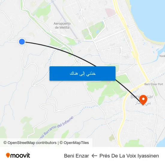 Prés De La Voix Iyassinen to Beni Enzar map