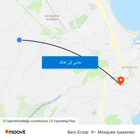Mosquée Iyassinen to Beni Enzar map