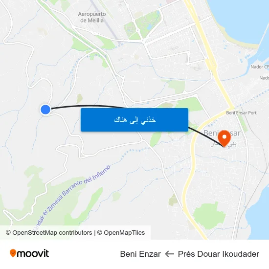 Prés Douar Ikoudader to Beni Enzar map