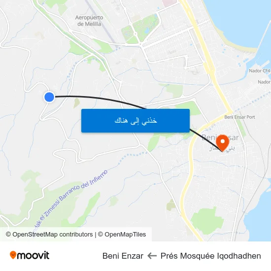 Prés Mosquée Iqodhadhen to Beni Enzar map