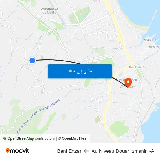 Au Niveau Douar Izmanin -A to Beni Enzar map