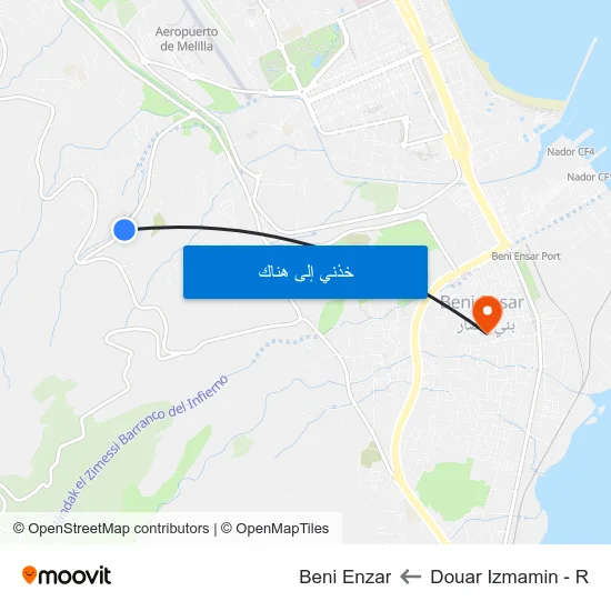 Douar Izmamin - R to Beni Enzar map